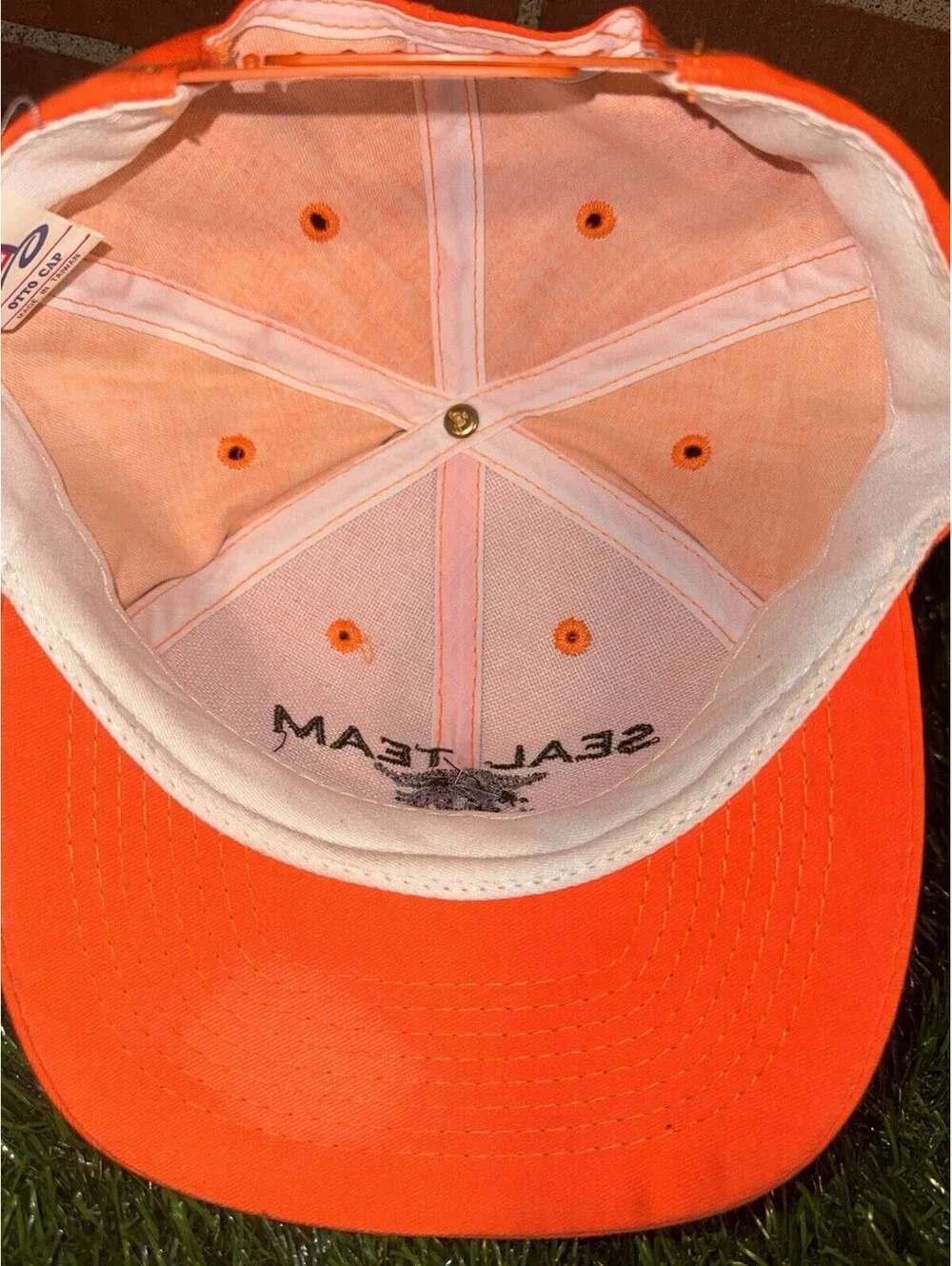 VTG Rare Blaze Orange Seal Ten 4 SnapBack Hat By Otto